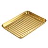 Korean Style Stainless Steel Gold BBQ & Grilling Plate - Versatile Rectangular Tray for Rice, Noodles, Steaming, and Snacks