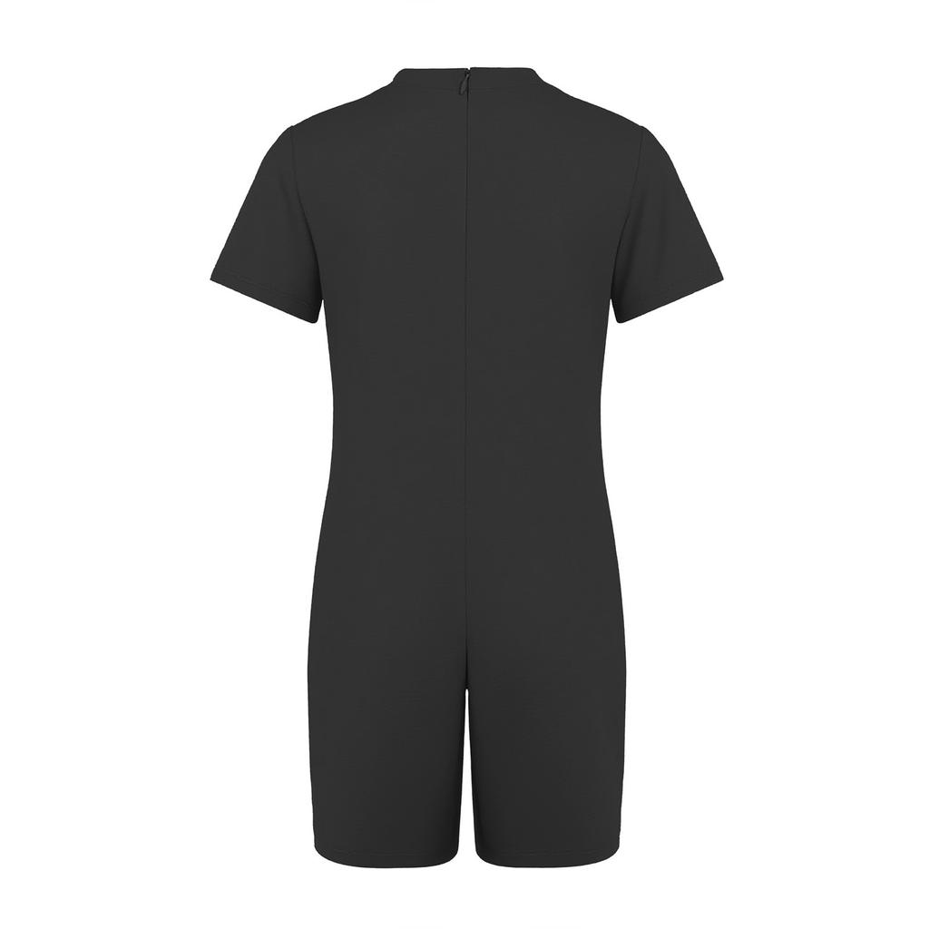 Unisex Kids Special Needs Adaptive Clothing Round Neck Short Sleeve Back Invisible Zipper Solid Color Jumpsuit Easy Dressing
