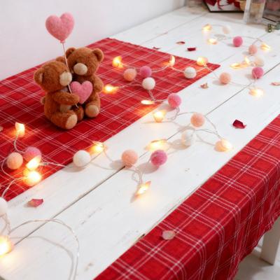 LED Pom Poms Fairy String Lights with 20 Pink Heart Romantic Garland Lights LEDs Battery Operated