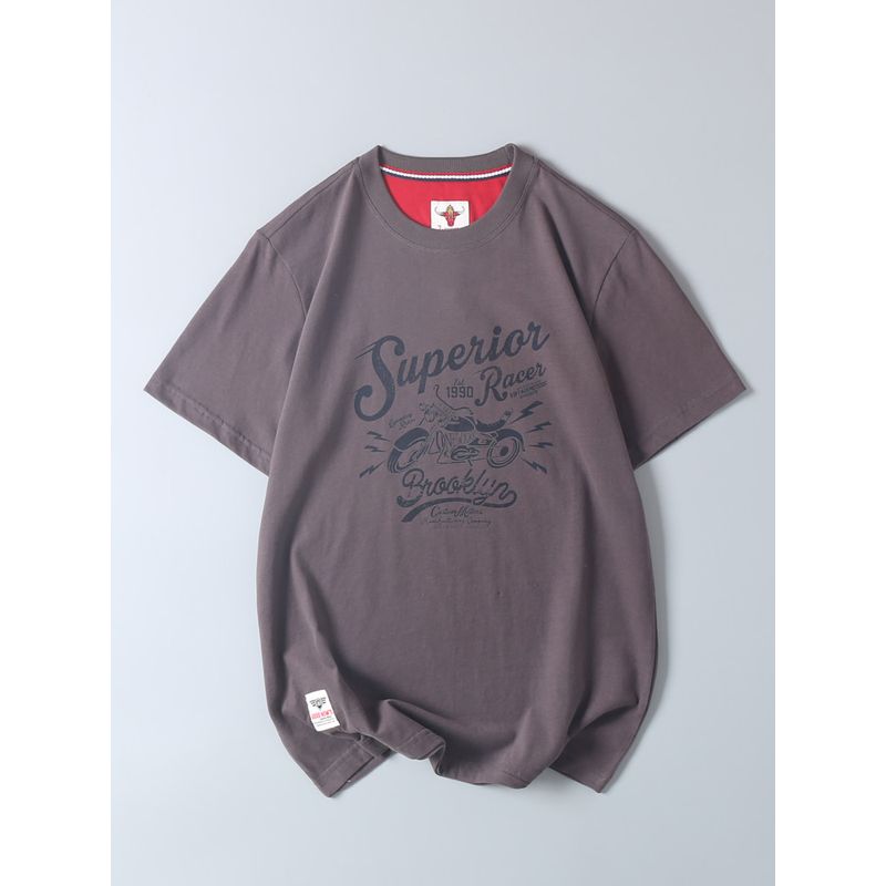Foreign Trade Export Hk Hong Kong Style Surplus Stock All-Cotton Brushed Base Layer Shirt Summer Men's Retro Motorcycle Print Short-Sleeve T-Shirt
