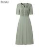 ZANZEA Women Summer V-Neck Casual Short Sleeve Dress
