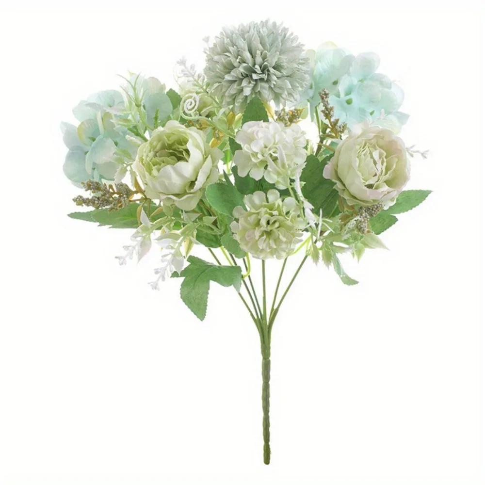 Multicolor Artificial Hydrangea Flowers Silk Petals DIY Simulation Peony Dandelion Bouquet Photo Props Accessories