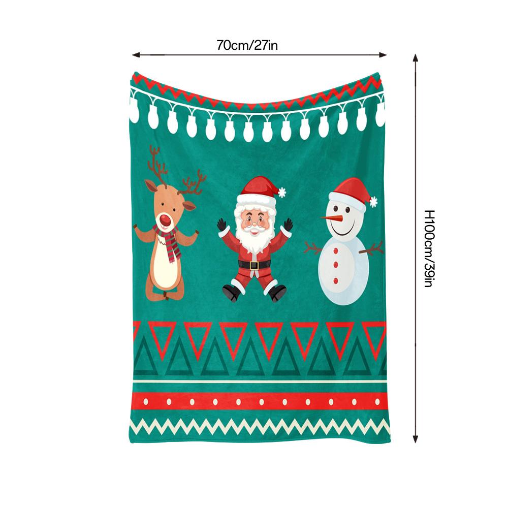 TU Festive Throw Blanket Christmas Decor Holiday Gift Cozy Flannel Fleece Santa Claus Pattern Reindeer Design Winter Warmth Home