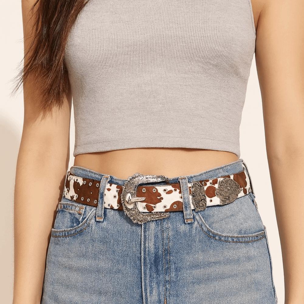 Punk Style Leopard Print Belt Vintage Y2k Waist Belt Personality Rivet Waist Belt Party