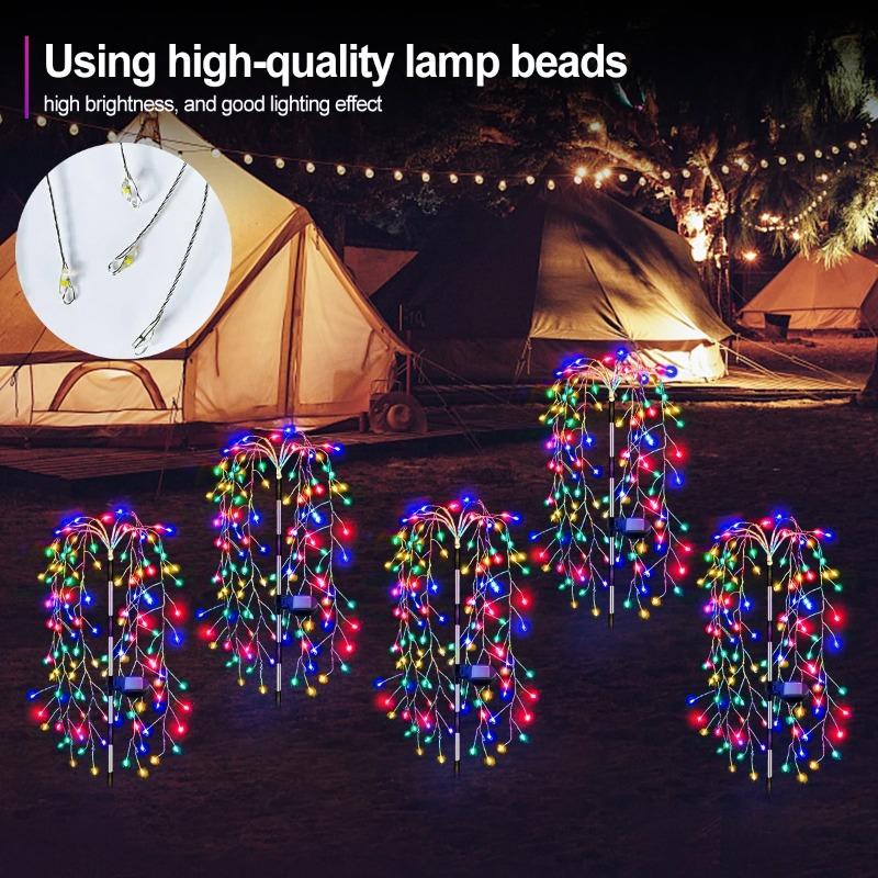 Luce per fuochi d'artificio solare, luci per fuochi d'artificio a LED, impermeabili, per esterni, decorazione da giardino, prato, luci per feste