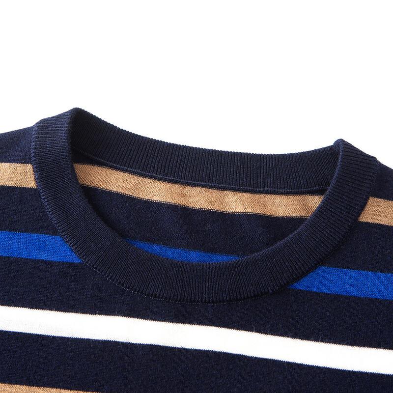 MONTAGUT Herren Colorblock Rundhals Wollmischpullover