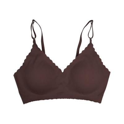 2PCS Plus Size Seamless Ice Silk Underwear Teenage Girl Sling Sports Wirefree Bra Push Up Bust-Enhancing Tank Top