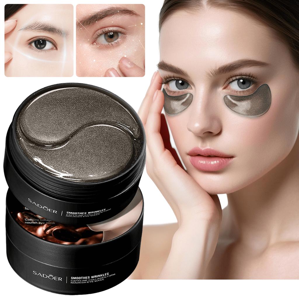 60pcs Caffeine Collagen Firming Anti-Wrinkle Eye Mask, Lightens Dark Circles And Eye Bags, Relieves
