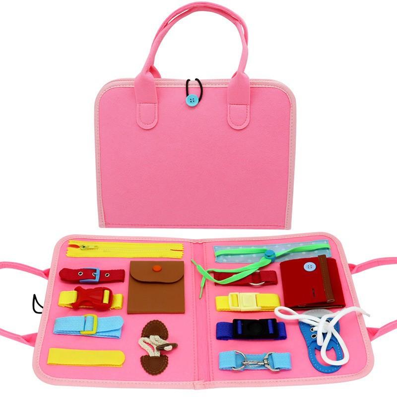 

Factory Felt Busy Board Board Early Education Puzzle Learning Board Training Children Felt Busy Board Pink; 22 * 28