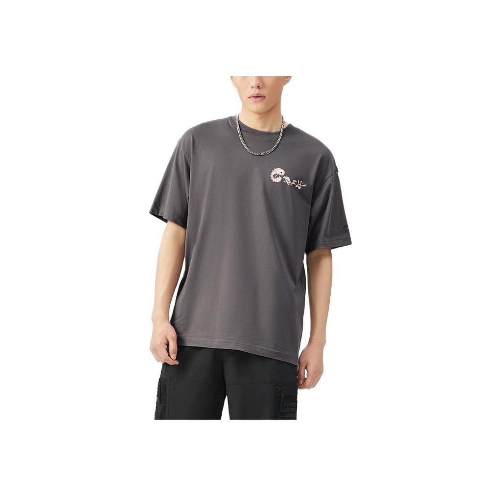 Li Ning CF Cartoon Animal Letter Print Casual Round Neck Short Sleeve T-Shirt Unisex Tops Tawny AHSSA57-4