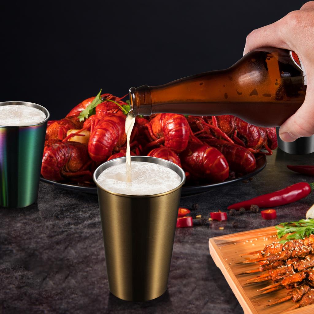 5 Stück Edelstahlbecher mit 500 ml Fassungsvermögen für Kinder und Erwachsene, bruchsichere Metallbecher für Reisen im Freien