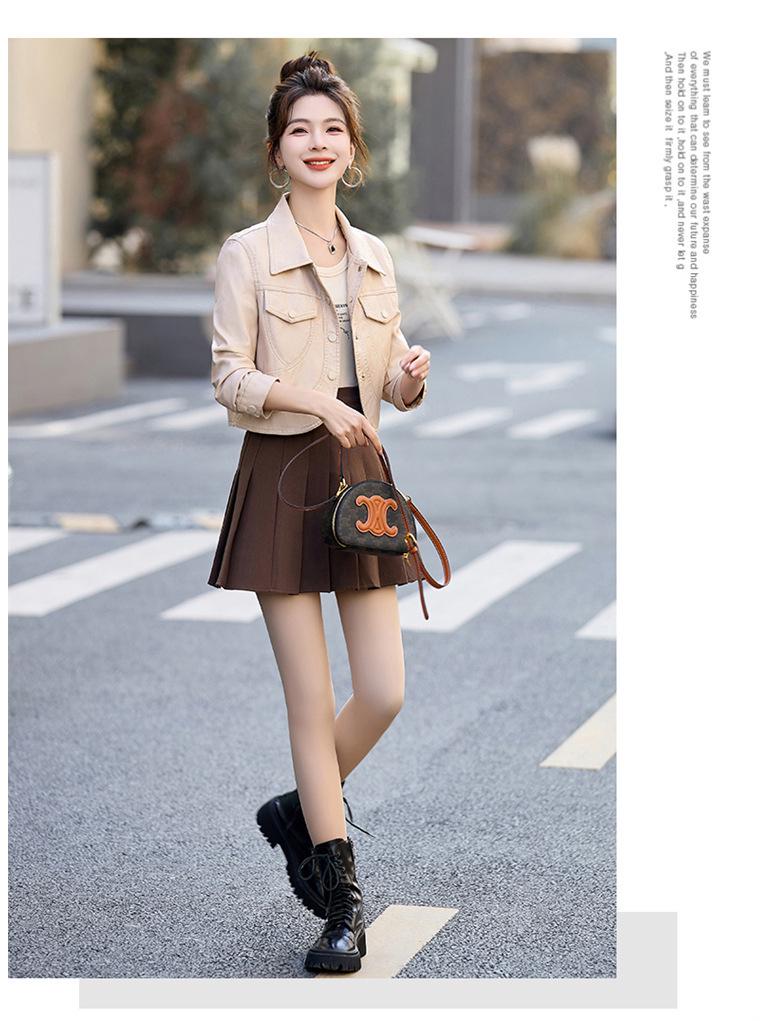 Women’s Trendy Hong Kong & Korean Style Sheepskin Leather Jacket