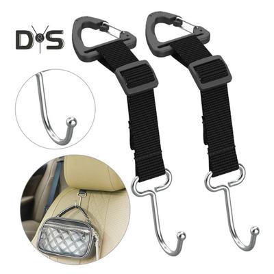 1 Pair Adjustable Braided Band Car Headrest Hooks Multifunctional Easy Installation Auto Back Seat Hanger Heavy Duty Baby Stroller Hooks Organizers