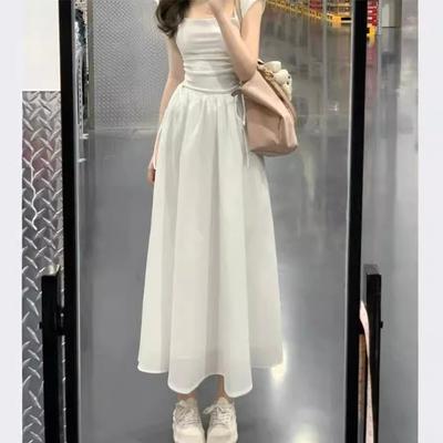New Summer Coffee Break French High-end Temperament Waist Thin Dress White First Love Dress