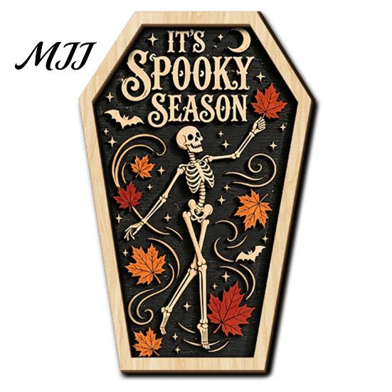 Hanging Decorations for Home Vintage Halloween Wooden Decor, Coffin-Shaped Tabletop Ornaments, Freestanding & Gifts Lovers Ornament Mantel Shelf Porch