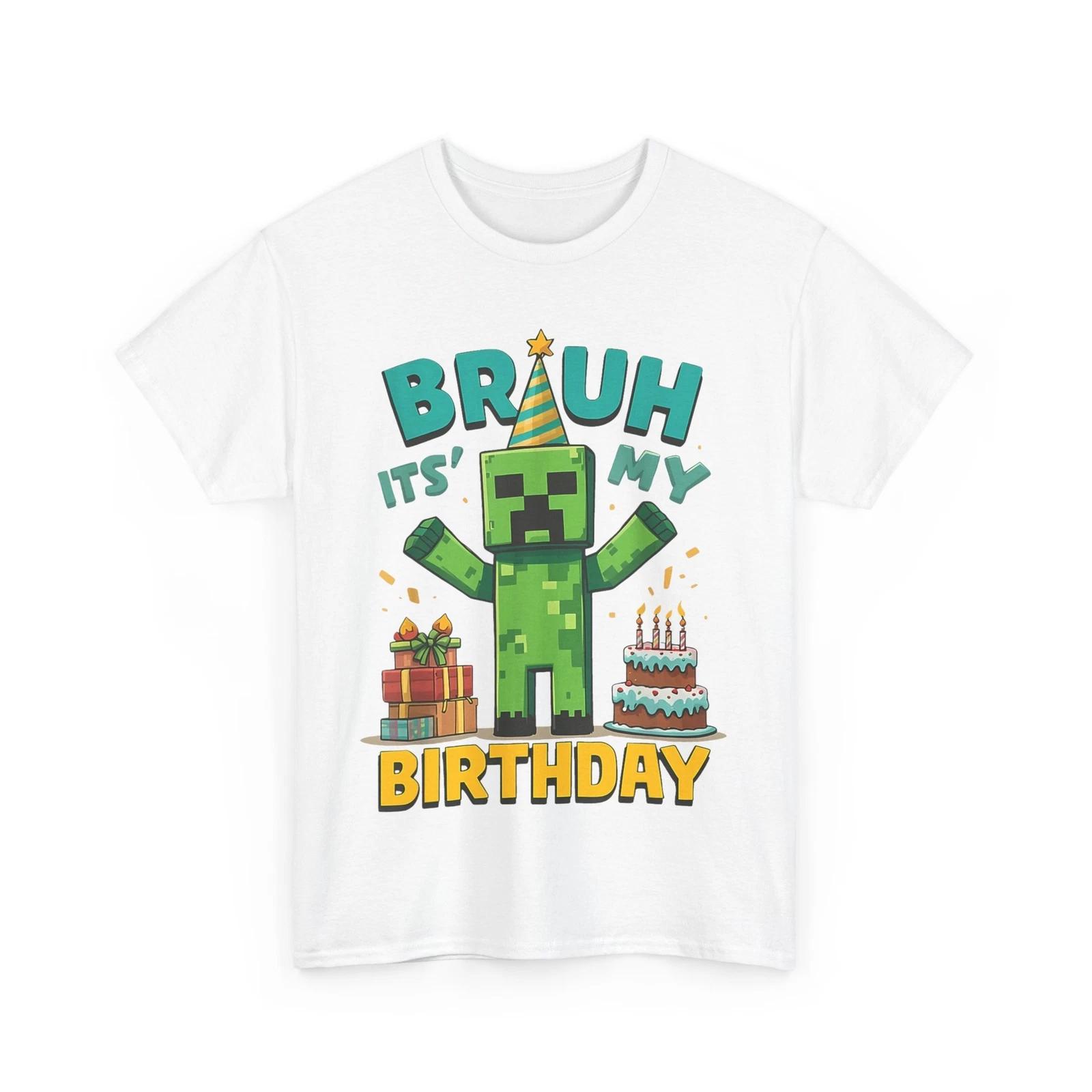 Bruh It’s My Birthday Game Pixel Birthday Party Kids T-Shirt 2XL