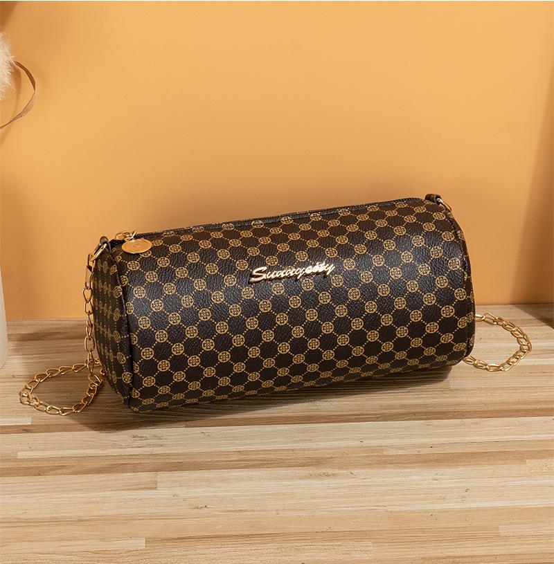 

Мода 2025 ретро стиль печатная цилиндрическая сумка женская ромбовидная вышитая мини сумка для мобильного телефона и мелочи