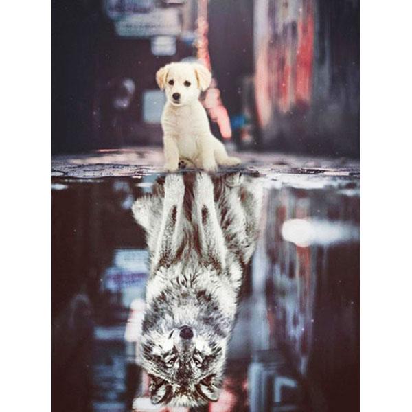 

5D DIY алмазная живопись кошка горный хрусталь картина Алмазная вышивка отражение животное вышивка крестиком мозаика тигр настенное искусство Full Round 20x25CM