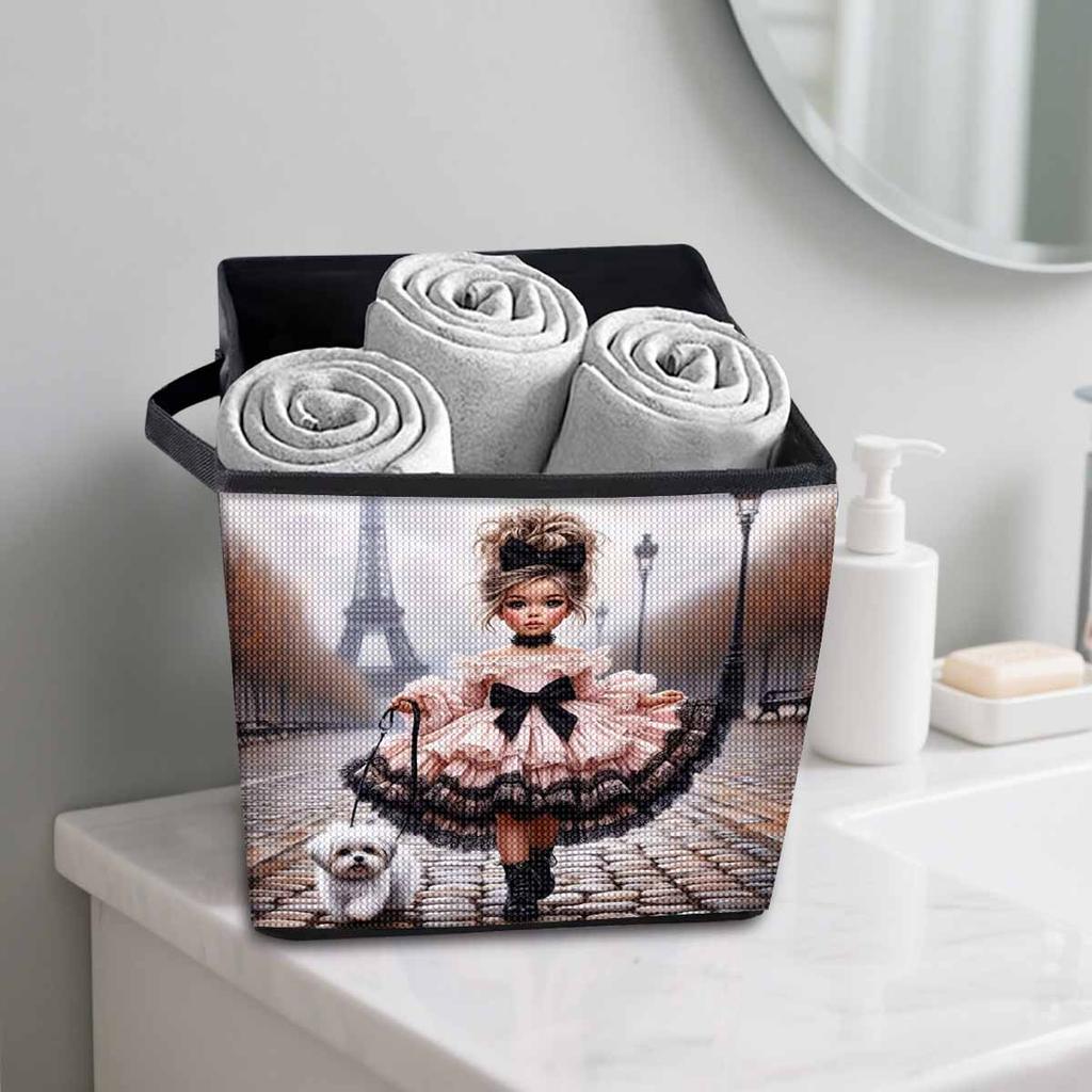 Little Beauty 5D Diamantmalerei Aufbewahrungskorb Vollrunde Bohrmaschine Mosaik Diamantstickerei Kreuzstich-Sets Heimdekor Heimdekor