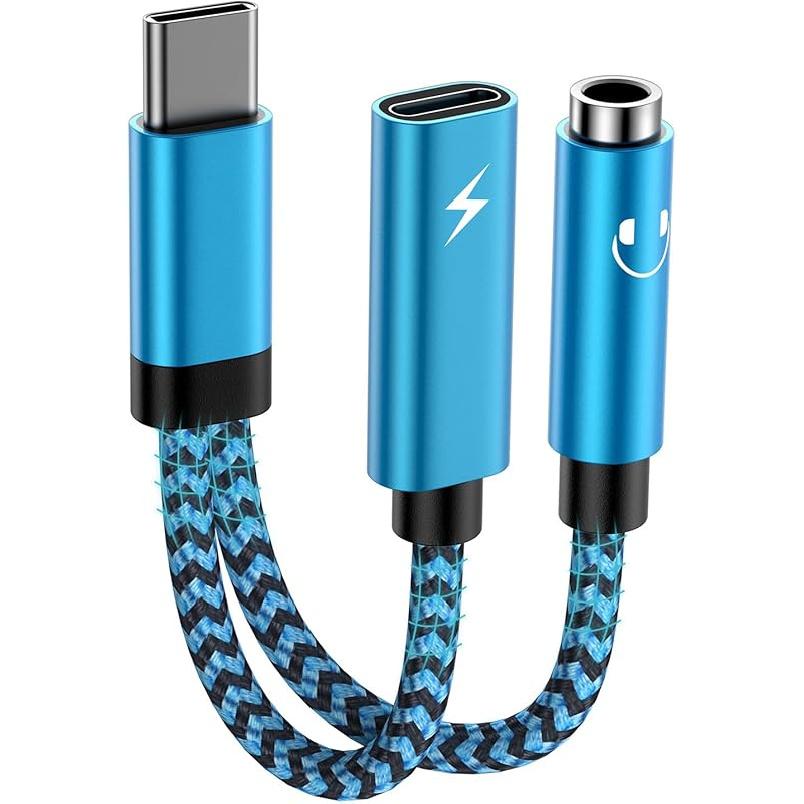 USB C на 3,5 мм Адаптер для наушников и зарядки, 2 в 1 USB C на Aux Аудиоразъем Адаптер Быстрая зарядка Донгл Кабель для Samsung Galaxy