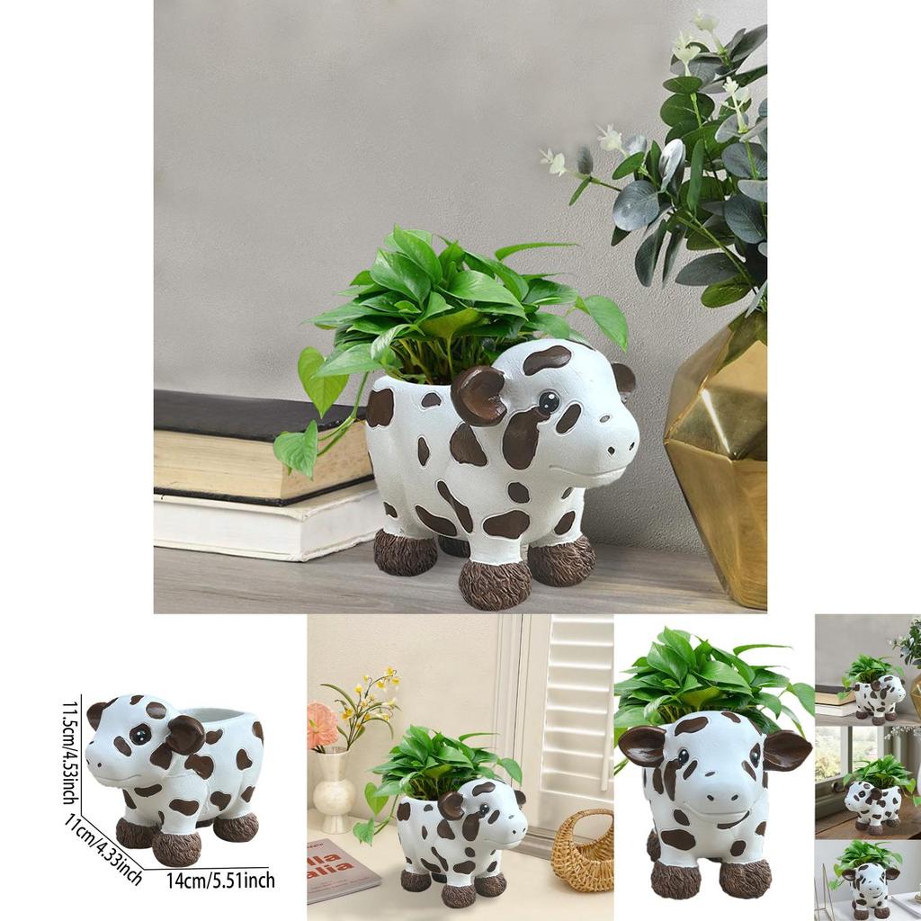 Adorable Modern Simple Cow Resin Succulent Planter Pot For Indoor And Outdoor Decor