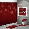 4PCS  Shower Curtain Sets With Shower Curtain And Rugs Toilet Lid Rug U Shape Mat And Bath Mat Bathroom Set  With 12 Hooks