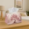 1pc Fantasy Artistic Tissue Box | Pink Tree Print Durable Polyester Fabric for Home, Office, Car - Space-Saving Napkin Holder Organizer | Holiday Deco