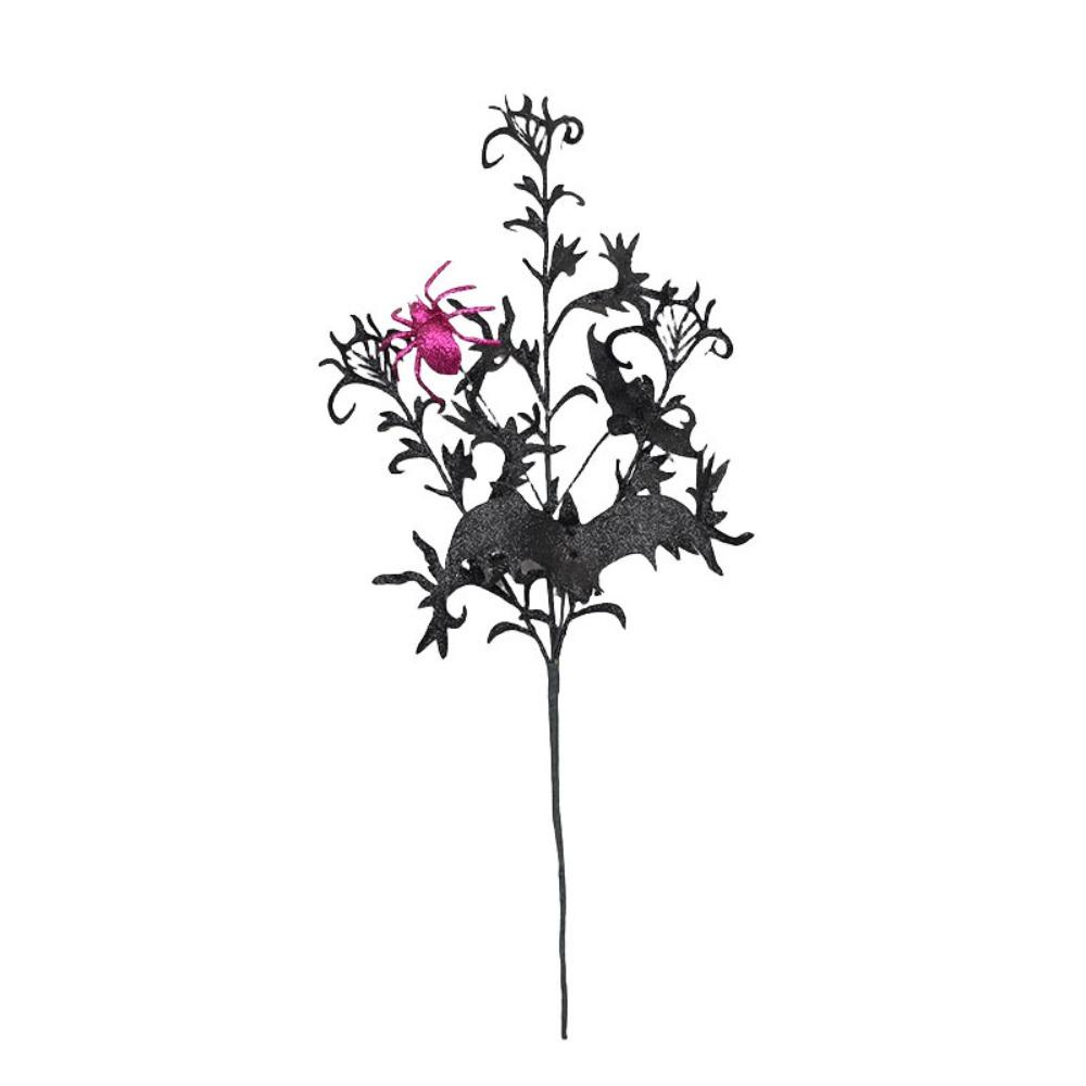 Spooky Black Halloween Bats Spiders Branch Realistic Simulation Bats Flower Happy Halloween Decor