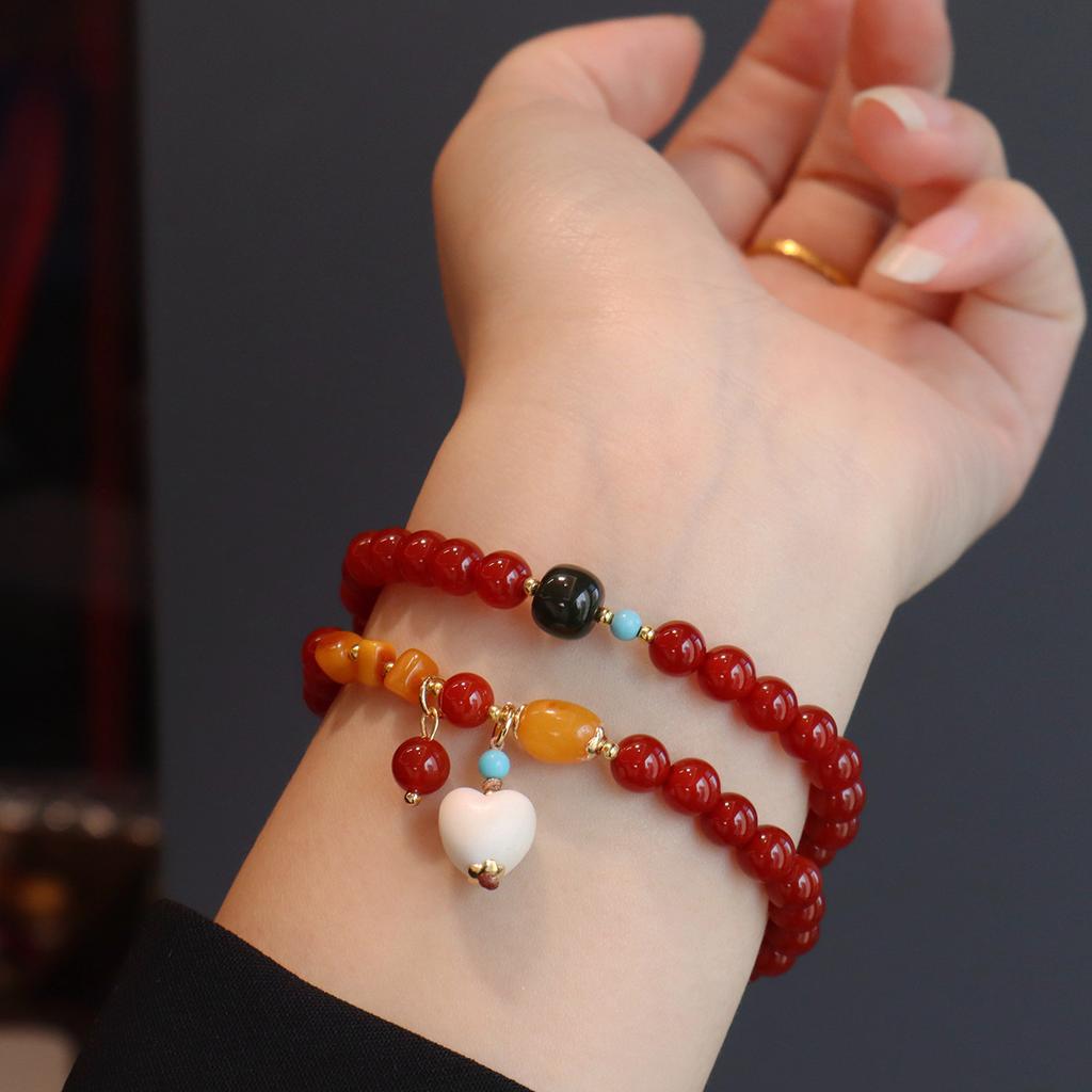 Original Nanhong Agate Duobao Braceletfashion Women Daily Jewelry Gift
