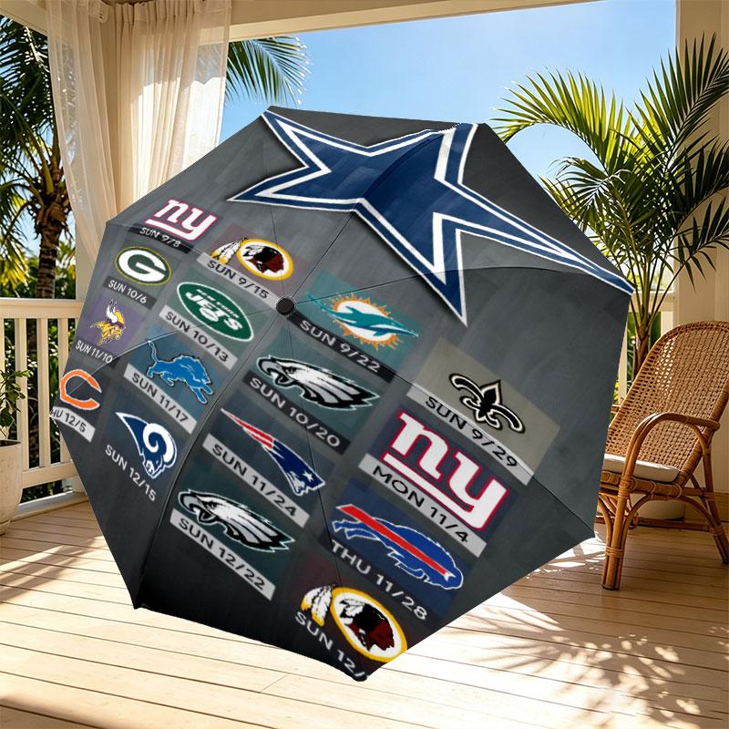 Dallas Cowboys Print Automatic Open Close Umbrella, Portable Foldable Umbrella, for Outdoor Commute Camping Trip, Ideal Birthday Gift