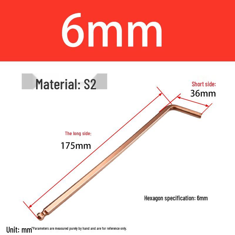 S2 Extended Ball End Hex Key Set, L-Shaped, 6-Sided, Sizes 2-12mm