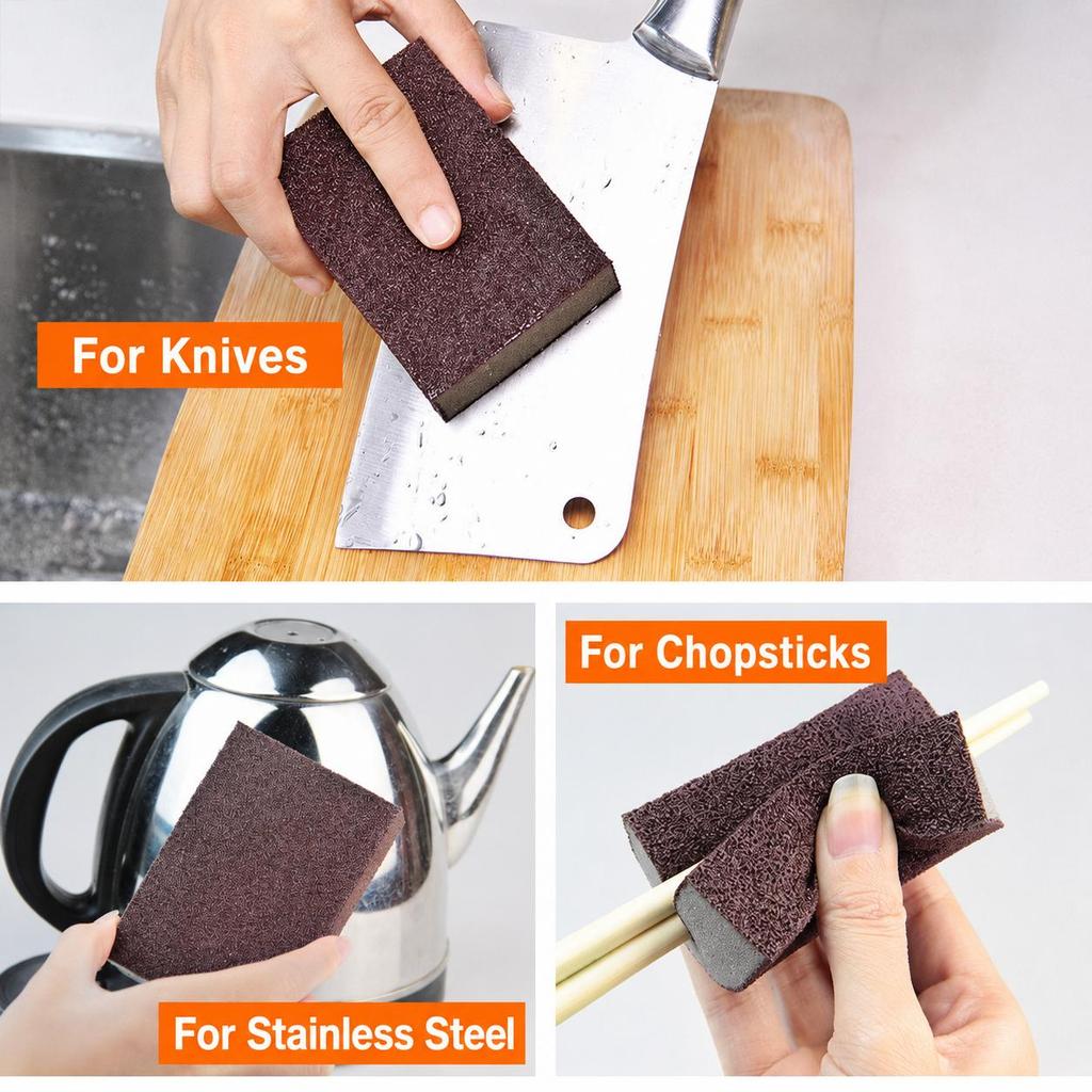 Cleaning Brush Lincoo 1/2/4/6/8Pcs Carborundum Removing Rust Cleaning Brush Descaling Clean Rub for Cooktop Pot Kitchen Sponge