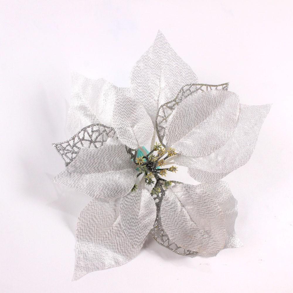 Eye-catching 20cm European Style Christmas Fabric Flowers For Seasonal Decor