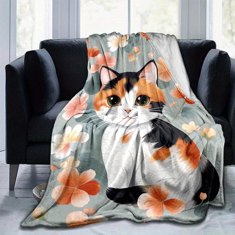 

1pc Cat Printing Lightweight Flannel Blanket, Comfortable and Warm Blanket, for Camping Sofa Bed and Couch Office, Gift 100x150cm