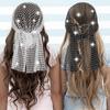 2Pcs Rhinestone Mesh Headband Head Scarfs For Women Girls Rave Hair Accessories