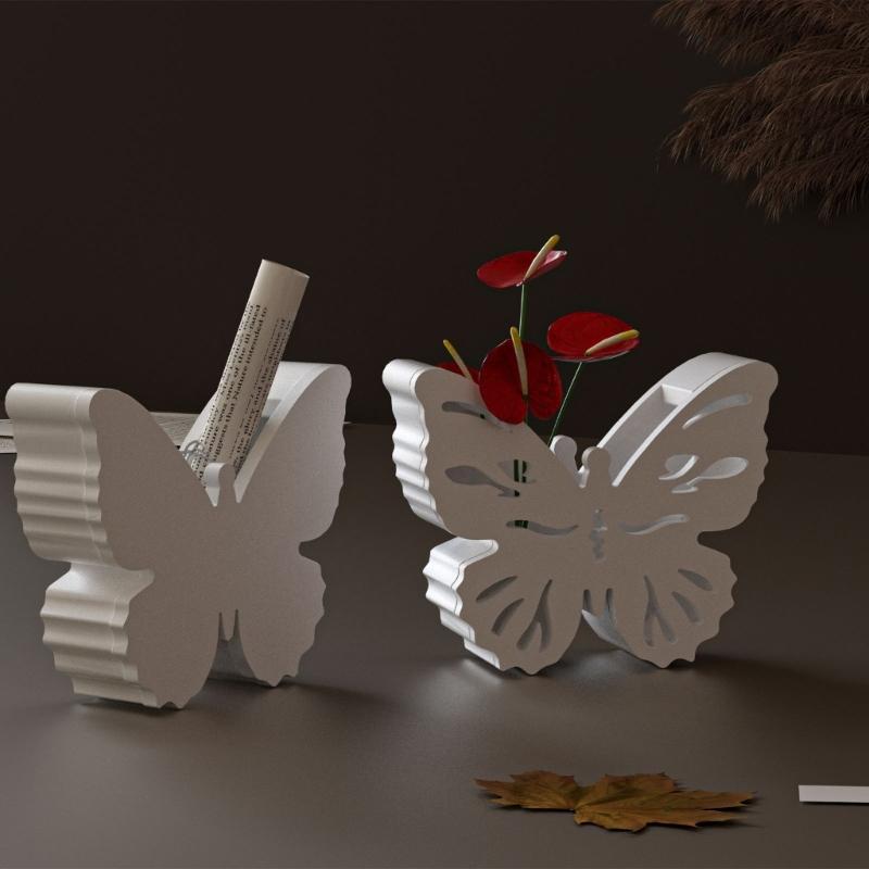 Silicone Hollow Butterfly Flower Vase Mold Plaster Cement Mould for Home Decoration Crafting Jewelry Accessories