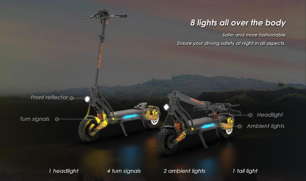 KuKirin G2 Master Elektriskais skūteris 70KM nobraukums un 60KM/H maksimālais ātrums, 10'' bezceļu riepas, 2000W dubultais motors, viss alumīnija korpuss, salokāms skūteris(NAV ABE)