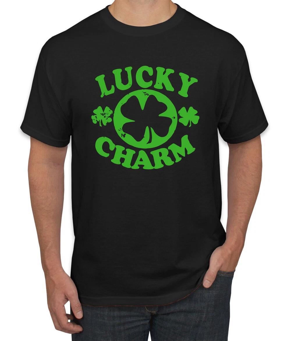 Vintage Lucky Charm Clover Irish Drinking St Patricks Day Men Graphic T- Shirt L