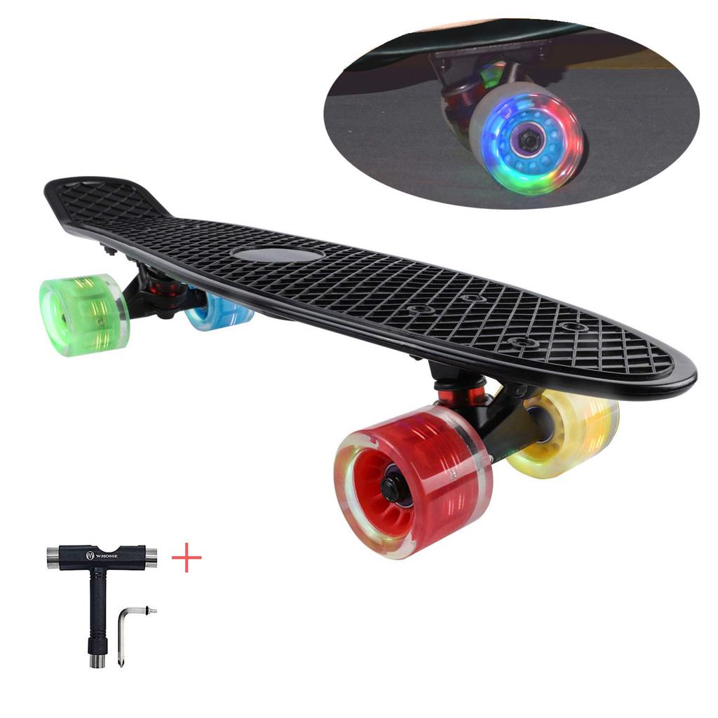 WHOME Skateboard for Kids Cruiser Skateboard 60x45mm 5th Generation LED Lighted Wheels Birthday Gift for - 22" - Commuter/Mobility Gift/Holiday