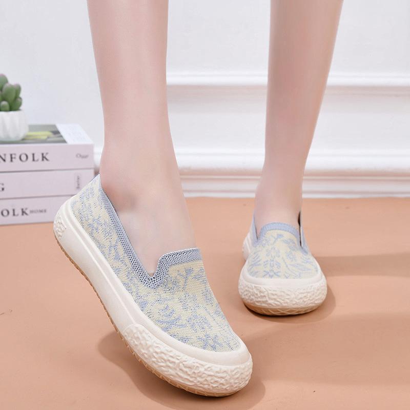 

Весенне-осенняя обувь из летучего трикотажа, женская обувь, повседневная дышащая, модные кроссовки на одной педали 40