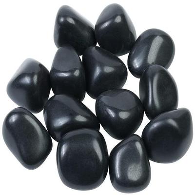 Black Agate Tumbled Stones, Reiki Chakra Healing Decorative Pebble, Vase Fillers Tumble Stone For Jewellery, Gift Item 13 Pieces Set, 20 Mm