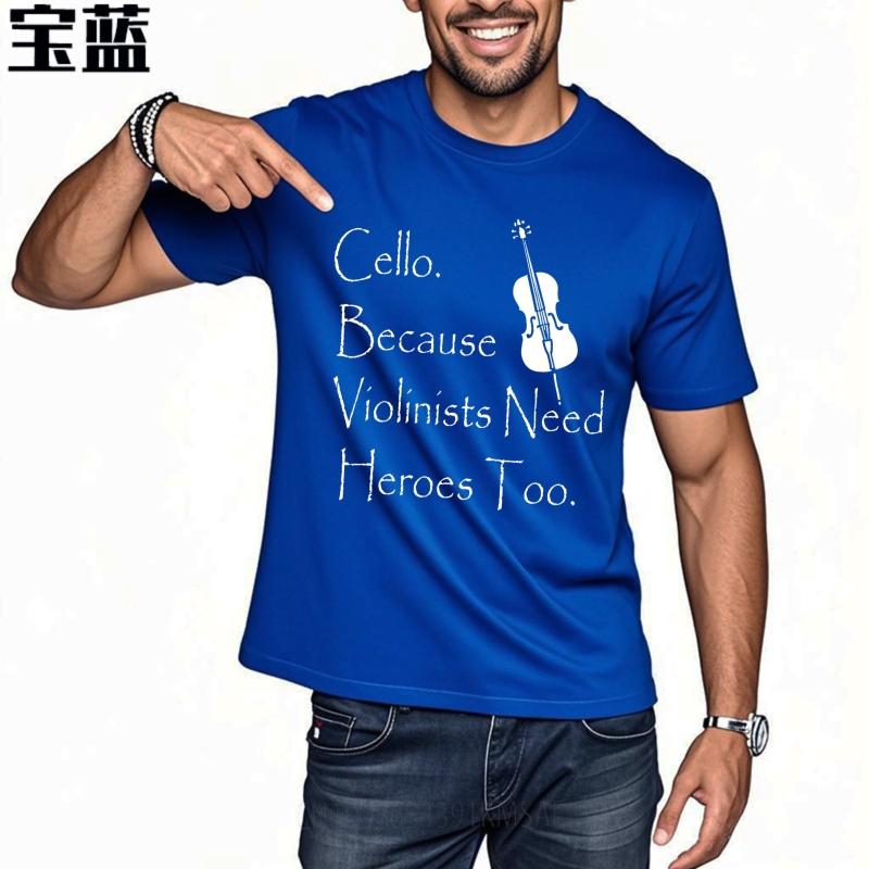 Vintage Tshirt Minimalist Tshirt Adult For Men Round Neck T Shirt Cello Because Violinists Need Heroes Too Cool For Her Tees