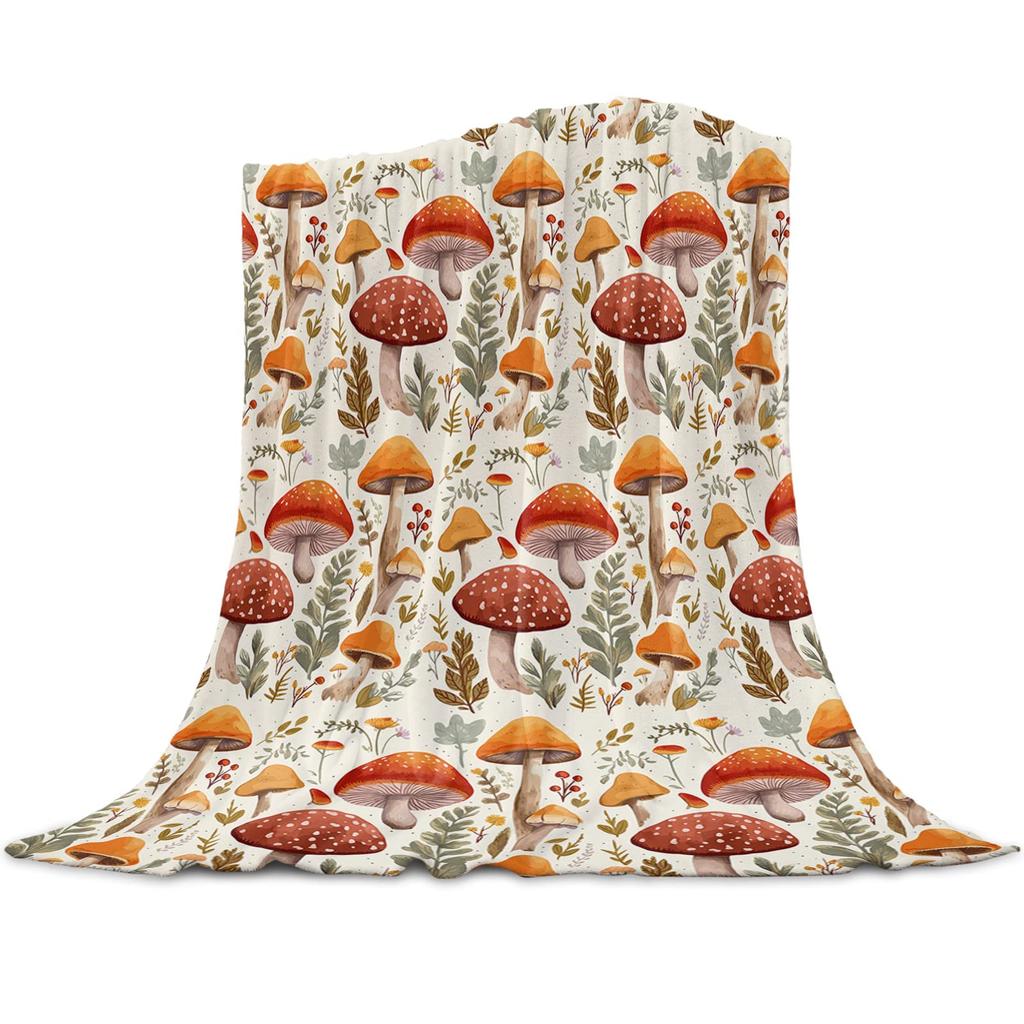 Mushroom Hippie Teppe Moth Gothic Witchy Flanell Teppe for All Season Sun Moon Fuzzy Soft Sofa Kontor Teppe