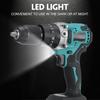 3In1 13mm Cordless Brushless Electric Drill 520NM Screwdriver 20+2 Torque Impact Drill Power Tool with 2 Battery 388VF