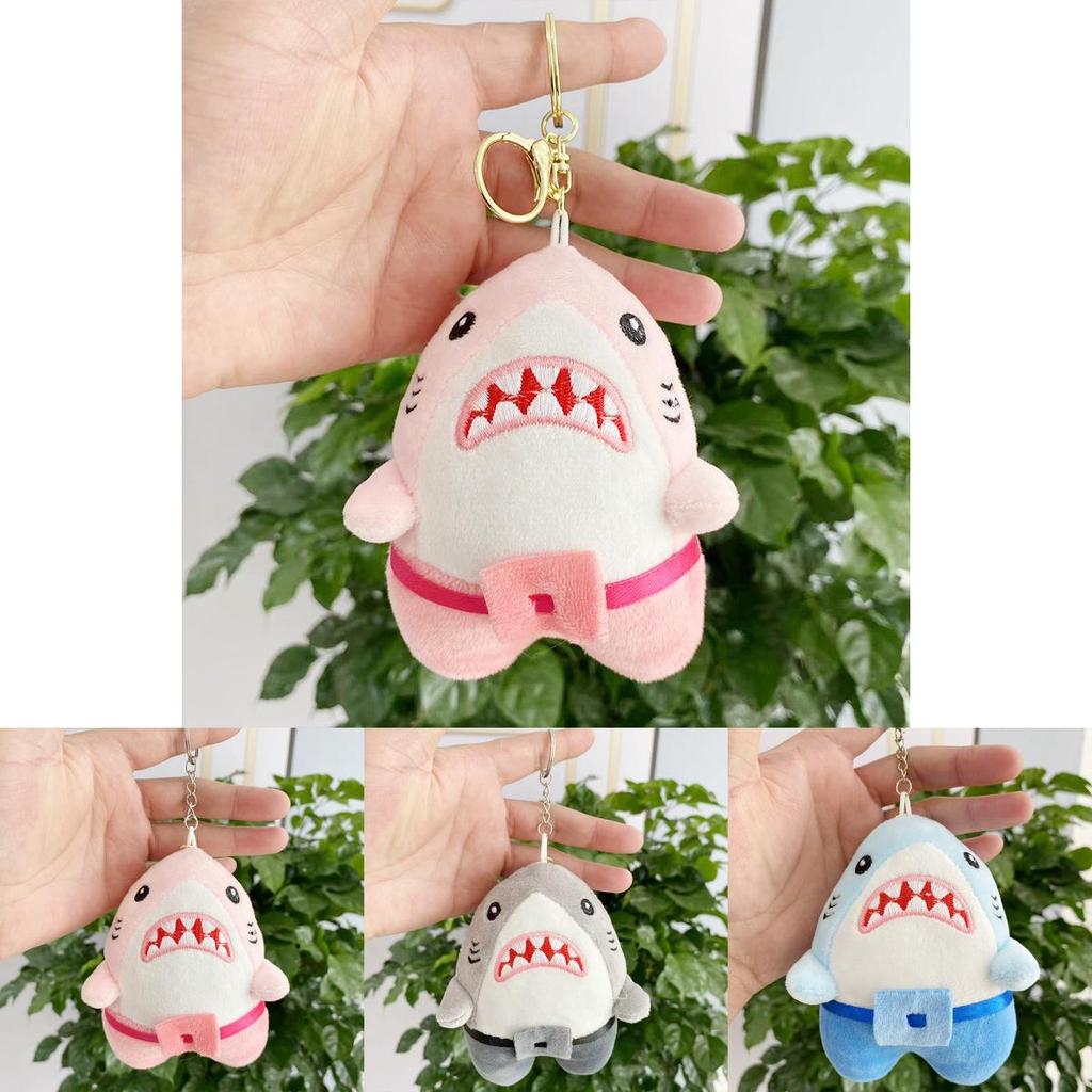 Adorable Plush Shark Keychain Doll Cute Stuffed Animal Pendant For Bags And Keys