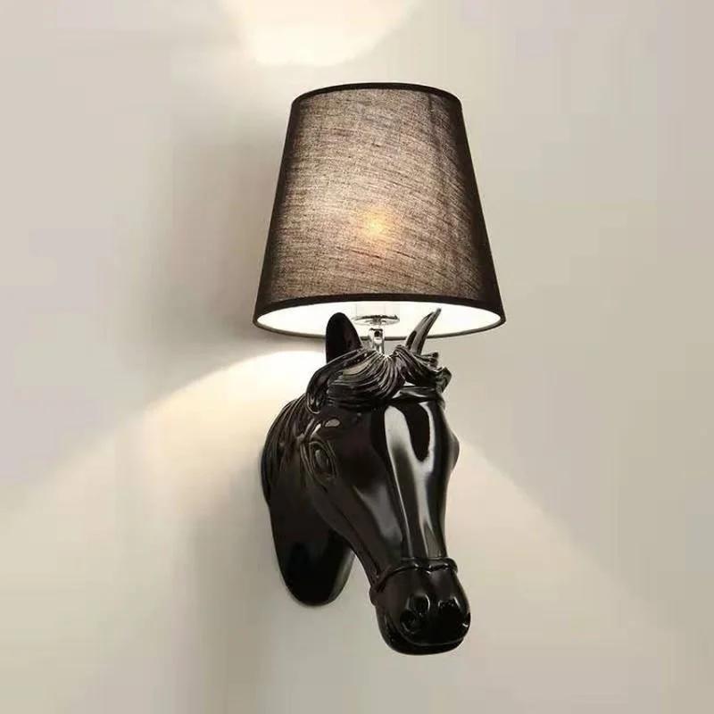 Horse Head Wall Lamp European Bedside Bedroom Aisle Corridor Clothing Store Simple Mediterranean Led Wall Lamp