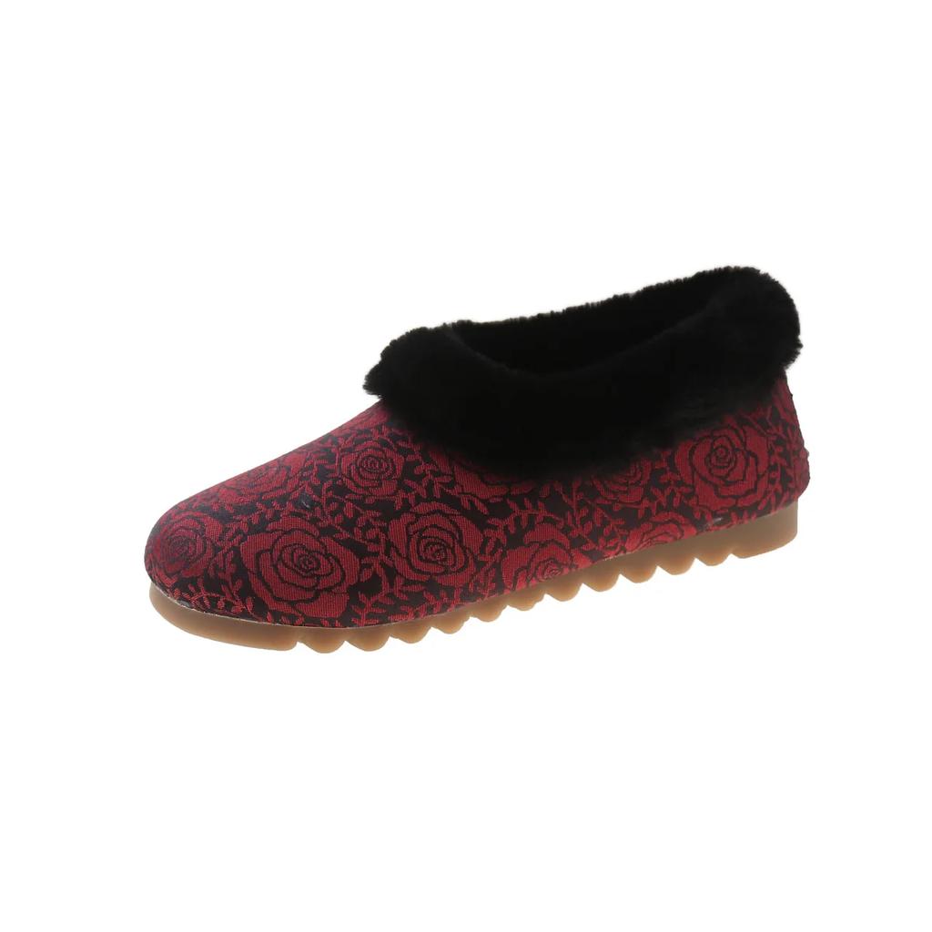 Fashion Winter New Low-top Shoes Plus Cashmere Warm Comfortable Home Cotton Shoes Muffin Thick Soles To Wear Fashion Boots