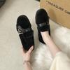 Inner Height Increase Warm Fairy Thick-soled Plush Shoes Female Autumn and Winter Wear a Pedal Internet Celebrity Mink Bean Cotton Shoes