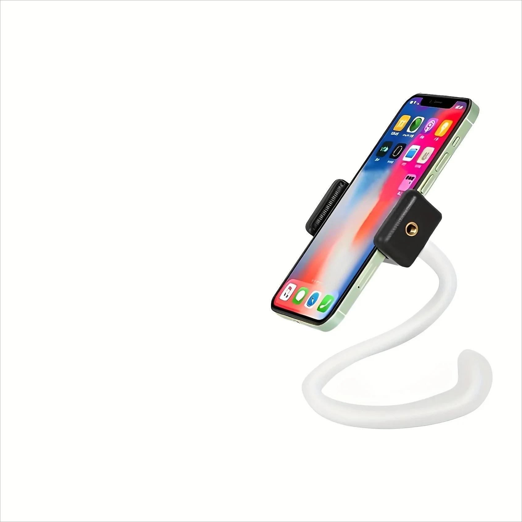 

1set Portable Flexible Cell Phone Holder Stand for Treadmill, Spin Bike, Stroller, Shopping Cart, Bed, Car, Kitchen, Desk белый