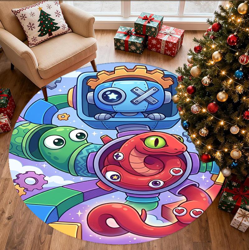 Game Rainbow Friends Pattern Round Rug, Indoor/Outdoor Mat, for Picnic, Gameroom, Bedroom, Office, Living Room, Home Decor Carpet, Birthday Gift
